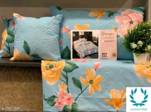 Diwali Gift Amazing 5 Piece Double Bedsheet Set - Queen, Glace Cotton, Pack of :1